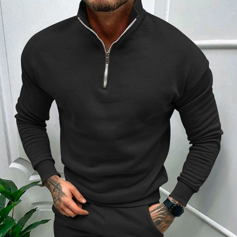 Unisex Zip-Up Sweatshirt with Stand-Up Collar