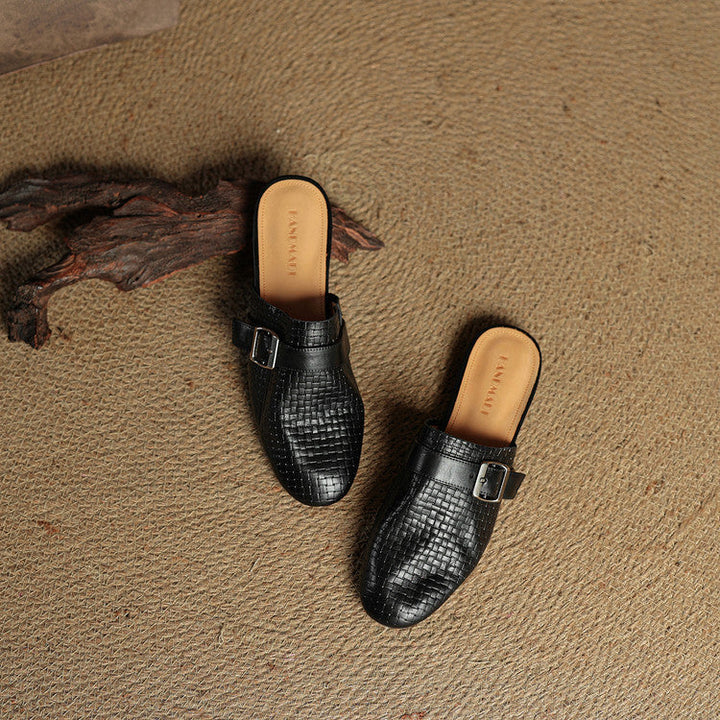 Womens Leather Mules Genuine Leather Slip-On