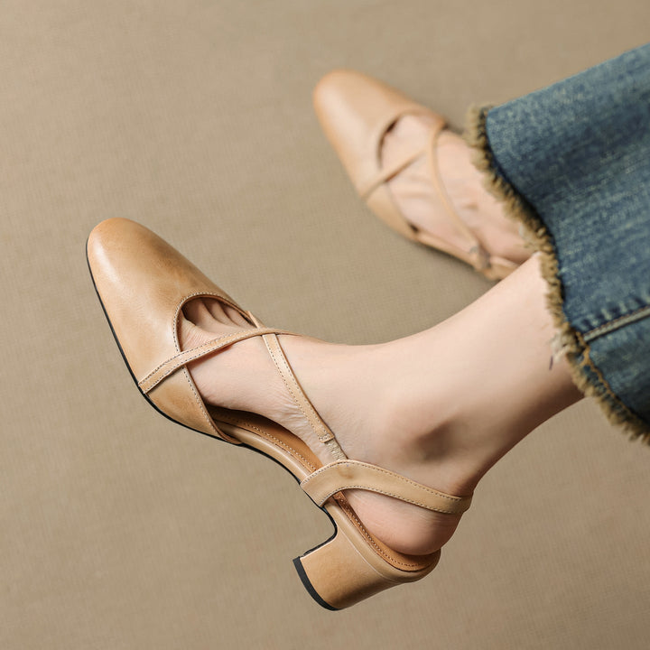 Womens Slingback Shoes Genuine Leather