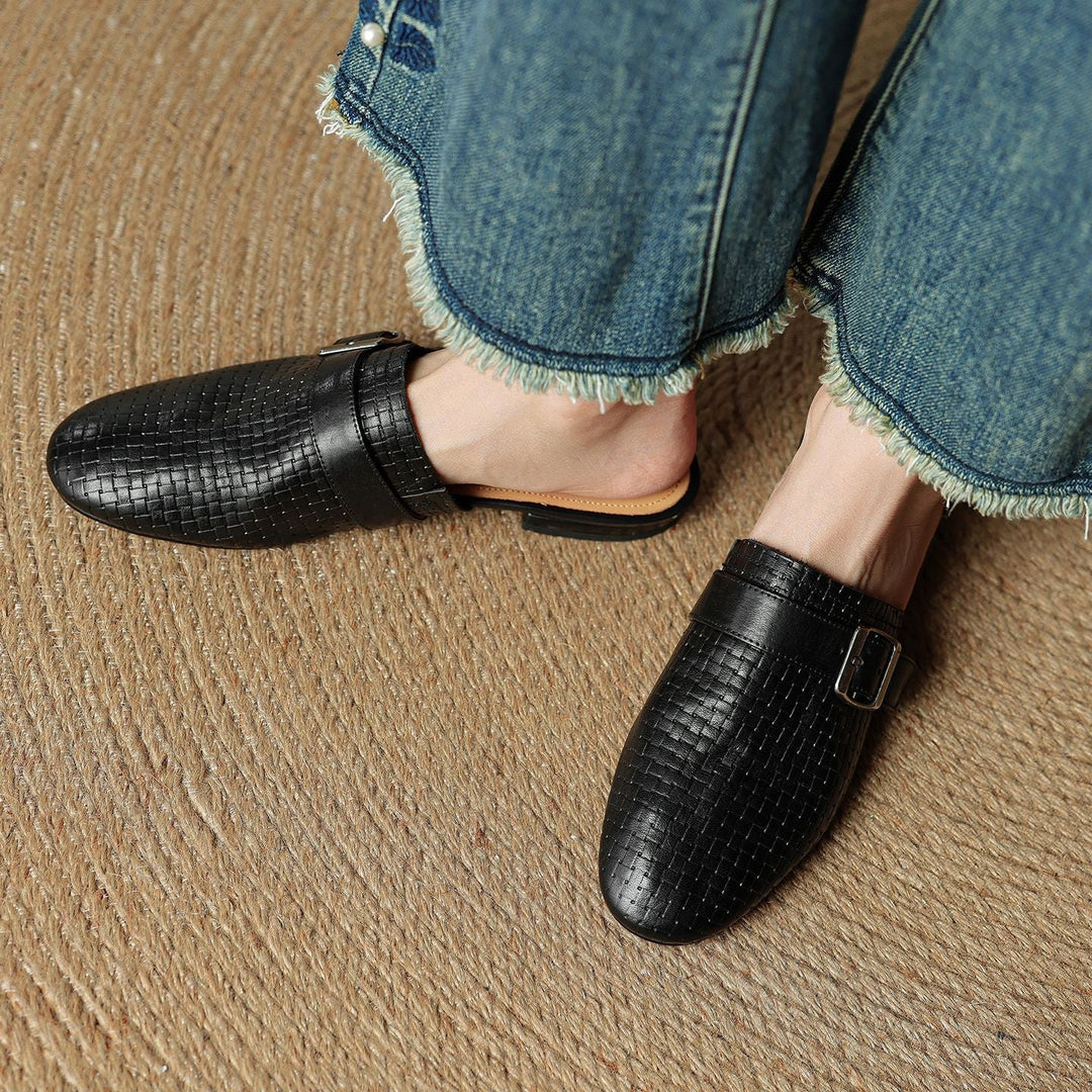 Womens Leather Mules Genuine Leather Slip-On