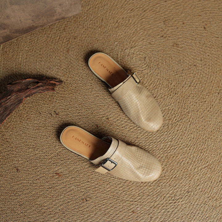Womens Leather Mules Genuine Leather Slip-On