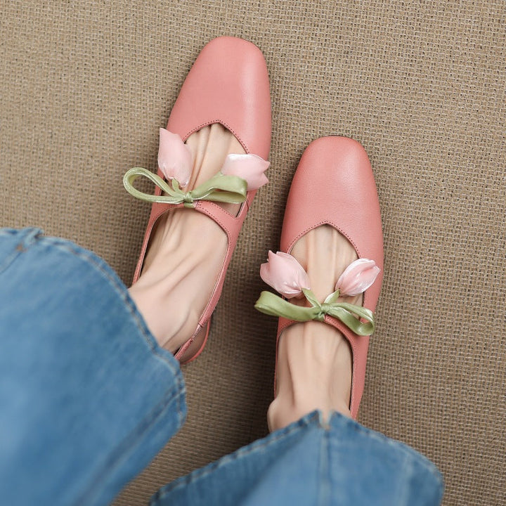 Womens Slingback Shoes Genuine Leather Classic Fit