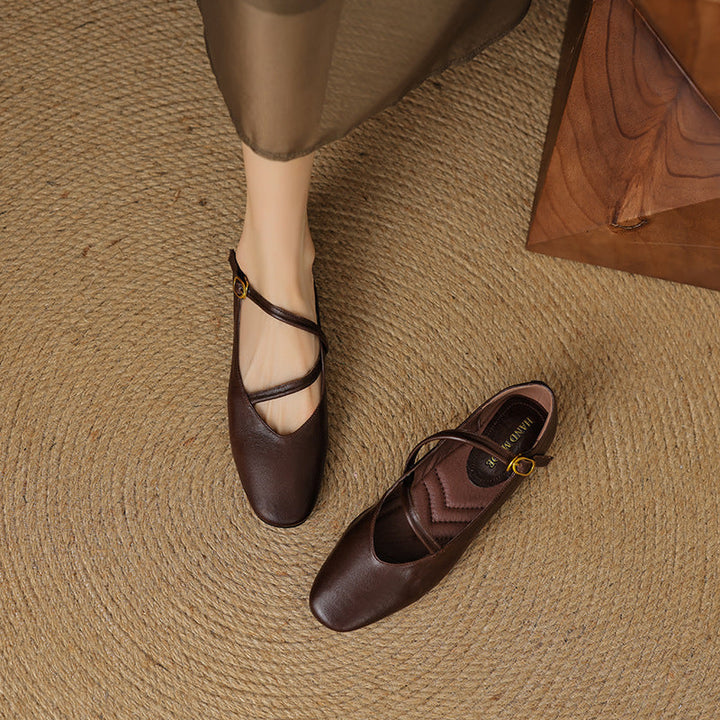 Womens Flats Genuine Leather Slip-On