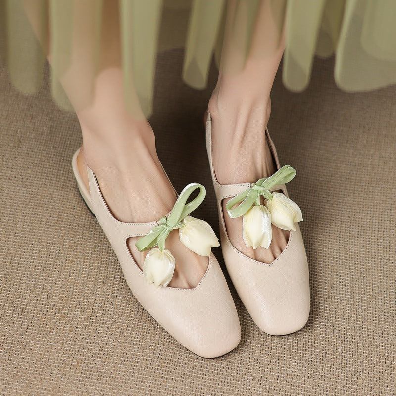 Womens Slingback Shoes Genuine Leather Classic Fit