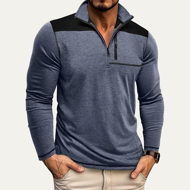 Mens Pullover Zip Stand Collar Slim Fit