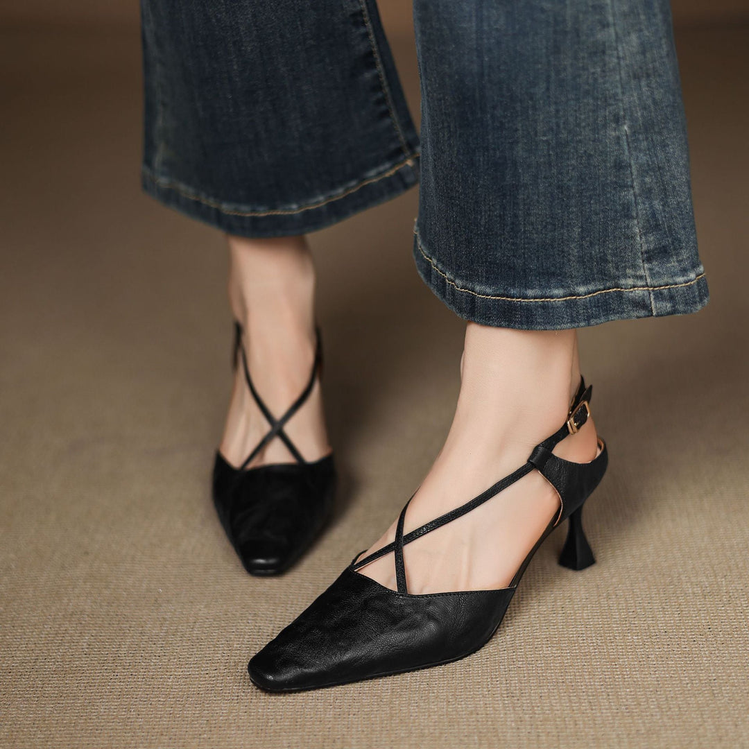 Womens Genuine Leather Heels Classic Fit