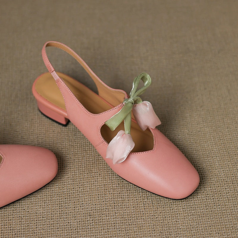 Womens Slingback Shoes Genuine Leather Classic Fit