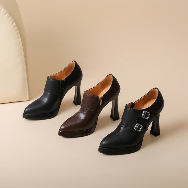 Womens Genuine Leather Heels Classic Fit