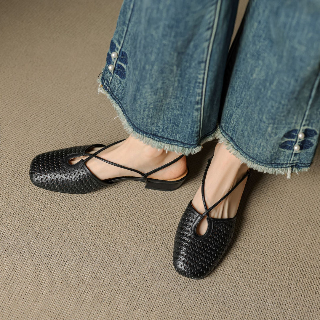 Womens Slingback Shoes Genuine Leather Classic Fit