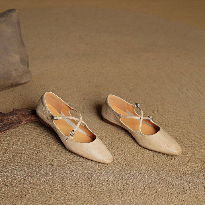 Womens Leather Flats Genuine Material