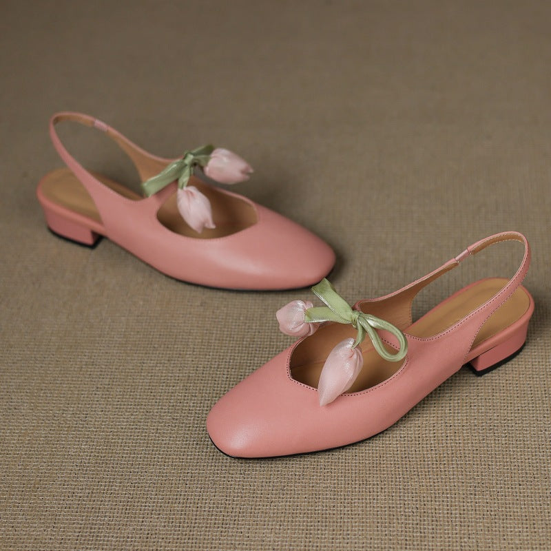 Womens Slingback Shoes Genuine Leather Classic Fit