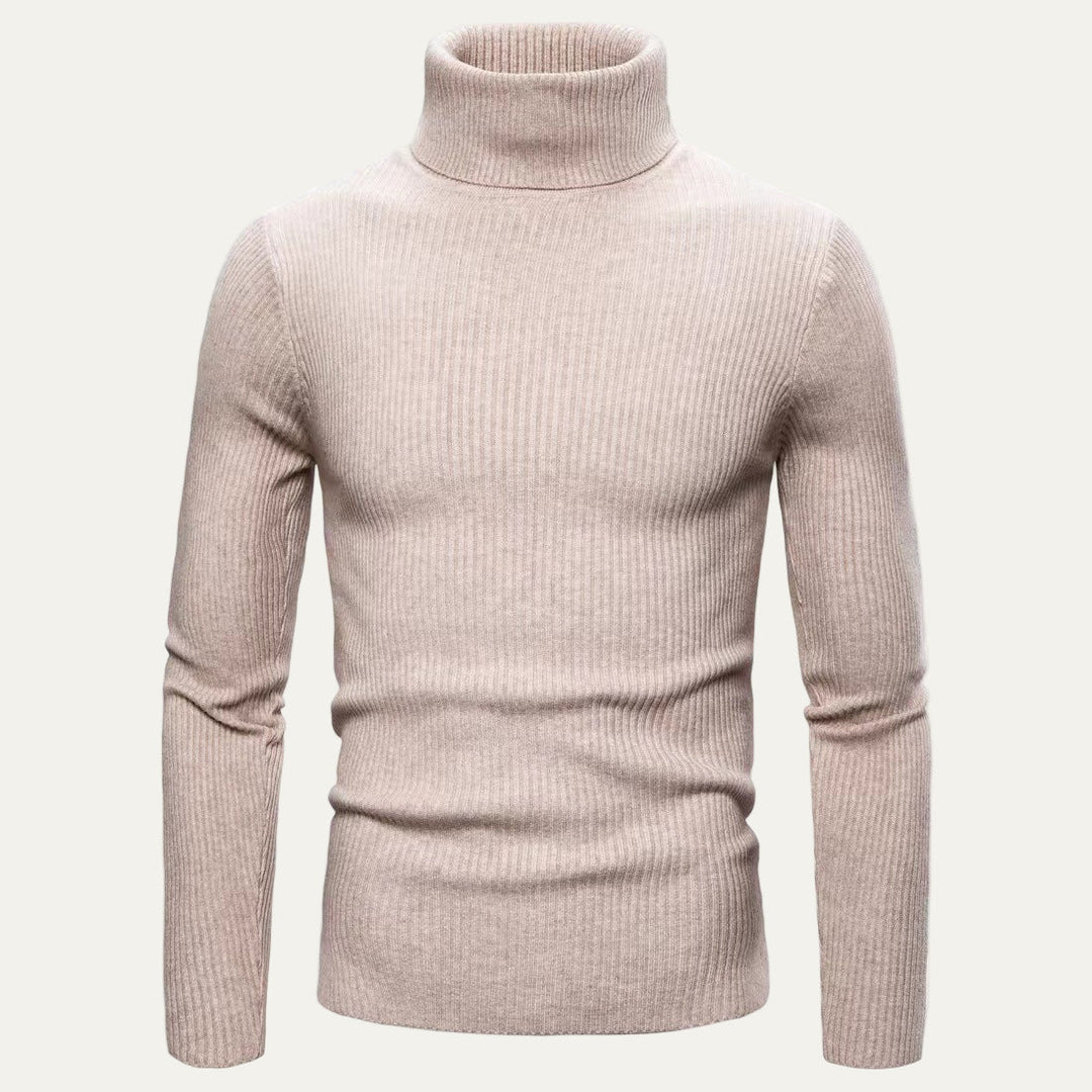Mens Slim Fit Turtleneck Sweater Rib Knit
