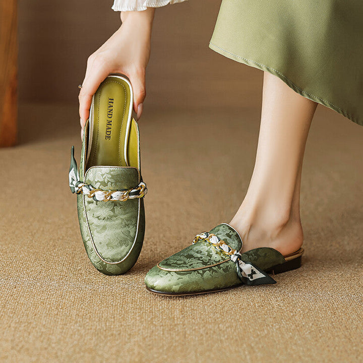 Womens Genuine Leather Mules Slip-On Style - BritishMode