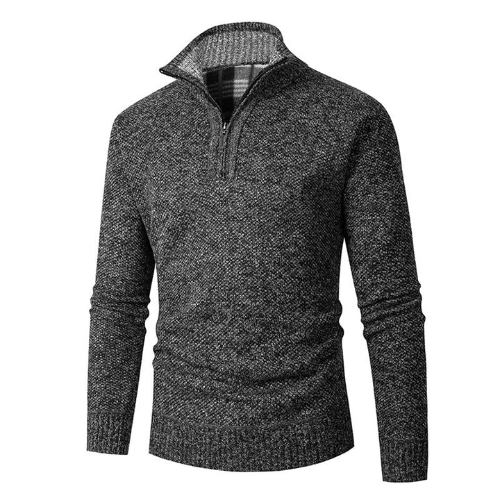 Mens Quarter Zip Sweater Textured High Collar