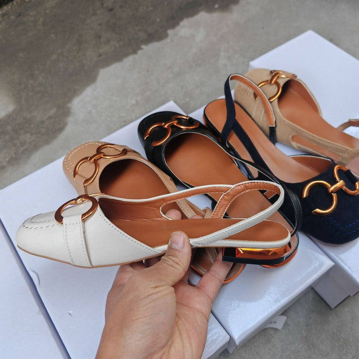 Womens Slingback Shoes Leather Strap Elegant Fit