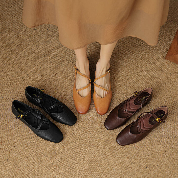 Womens Flats Genuine Leather Slip-On