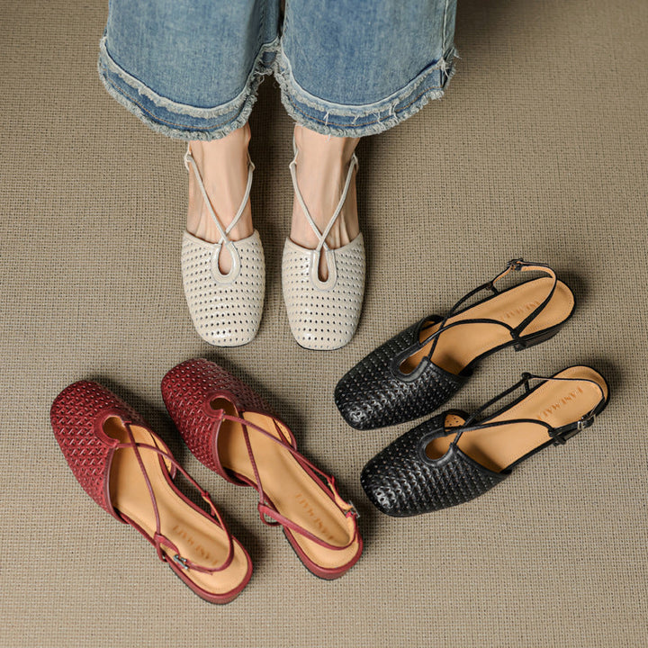 Womens Slingback Shoes Genuine Leather Classic Fit