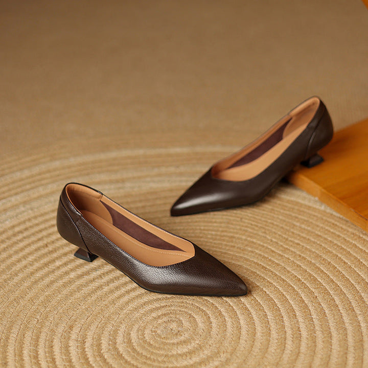 Womens Genuine Leather Heels Classic Fit