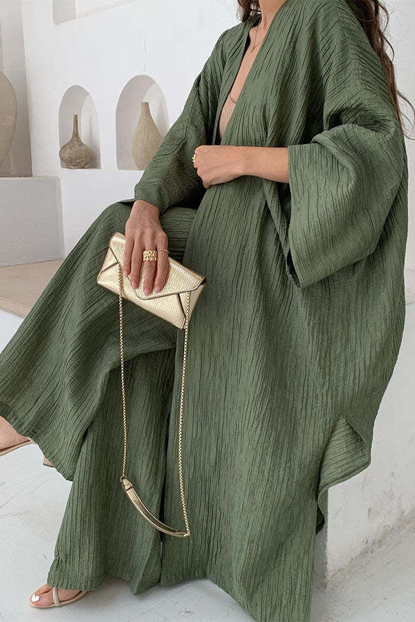 Womens Kimono Top with Ruffle Detail Relaxed Fit