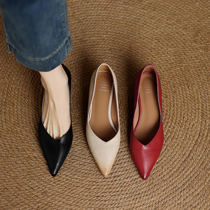 Womens Genuine Leather Heels Classic Fit