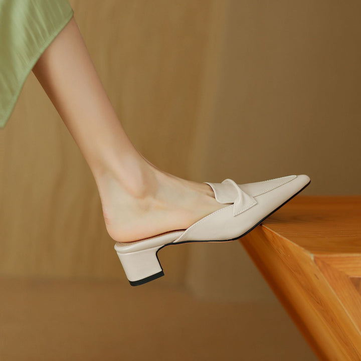 Womens Leather Mules Genuine Leather Slip-On