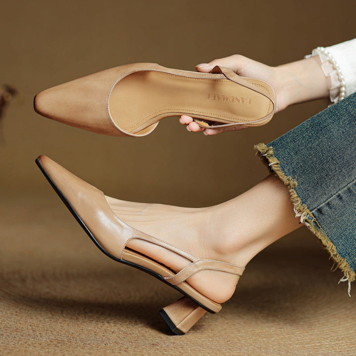 Womens Genuine Leather Heels Classic Fit