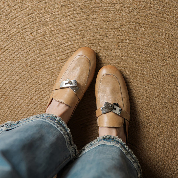 Womens Leather Mules Genuine Leather Slip-On