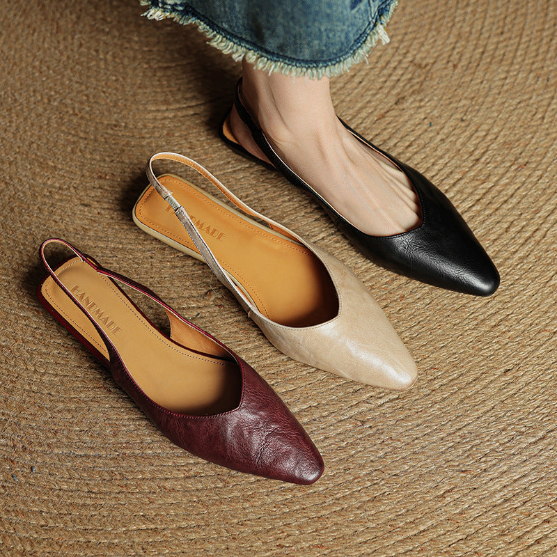 Womens Slingback Shoes Genuine Leather Classic Fit