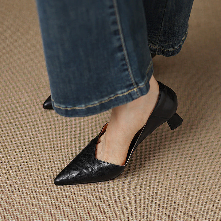 Womens Genuine Leather Heels Classic Fit
