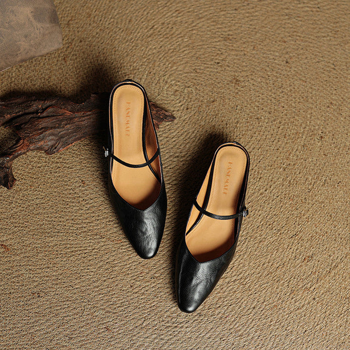 Womens Leather Mules Genuine Leather Slip-On