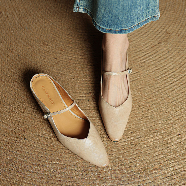 Womens Leather Mules Genuine Leather Slip-On