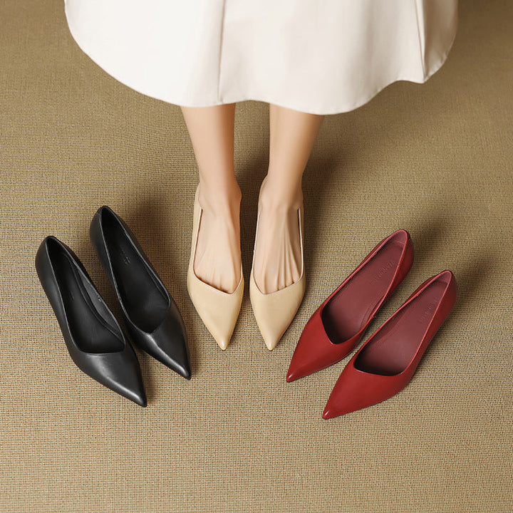 Womens Genuine Leather Heels Classic Fit