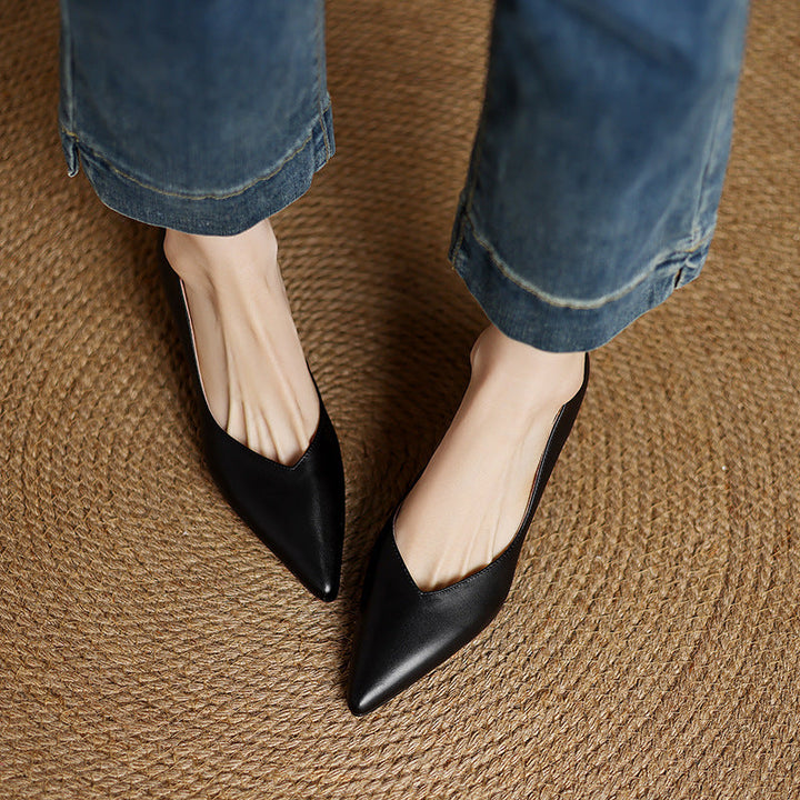 Womens Genuine Leather Heels Classic Fit