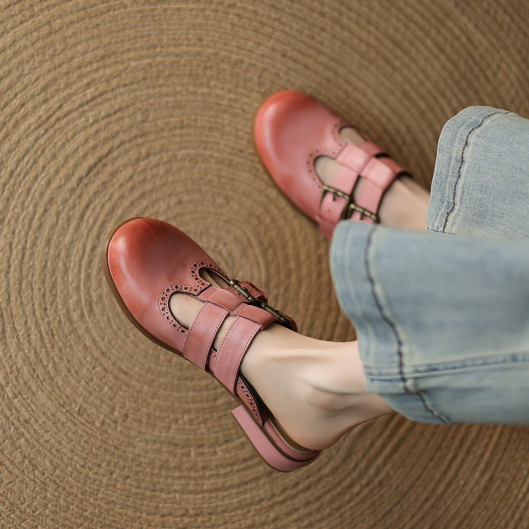 Womens Genuine Leather Mules Slip-On Comfortable