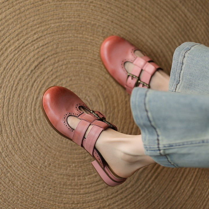 Womens Genuine Leather Mules Slip-On Comfortable