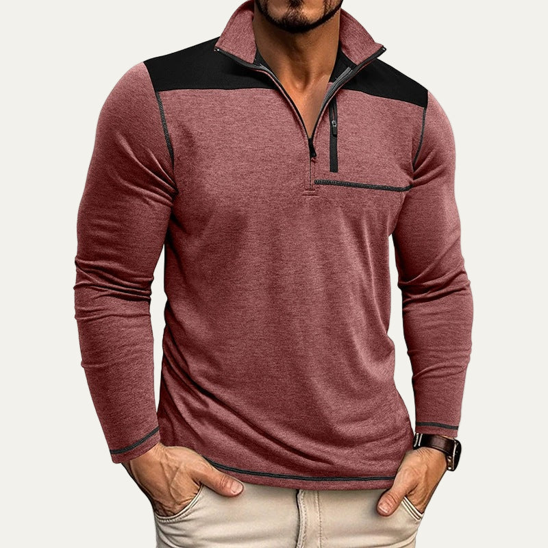 Mens Pullover Zip Stand Collar Slim Fit