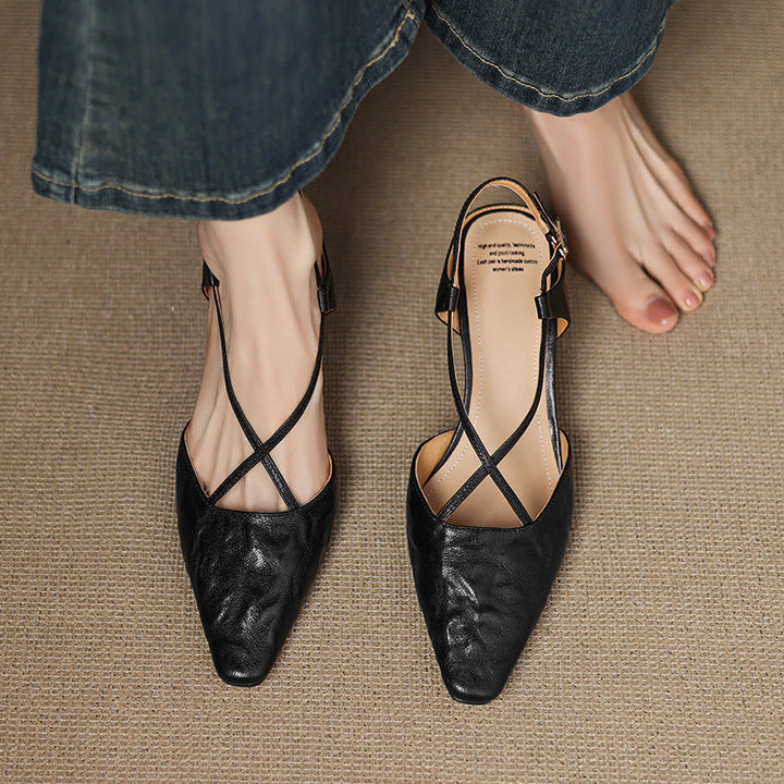 Womens Genuine Leather Heels Classic Fit