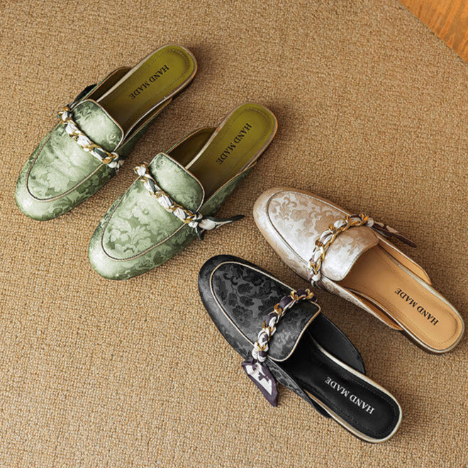 Womens Genuine Leather Mules Slip-On Style