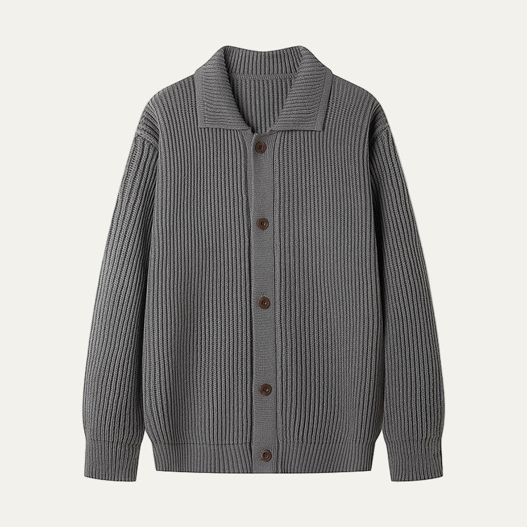 Mens Knit Cardigan Textured Stripe Button Front