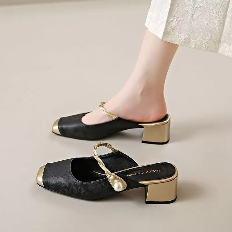 Womens Leather Mules Genuine Leather Slip-On