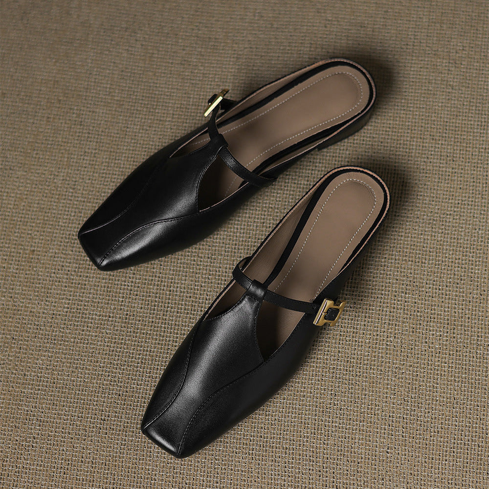 Womens Leather Mules Genuine Leather Slip-On