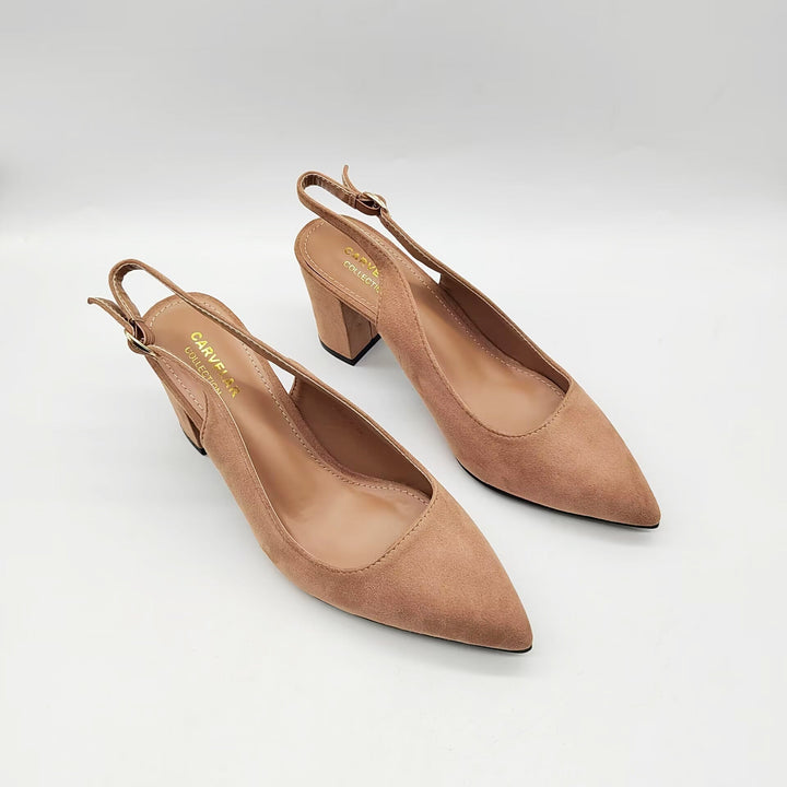 Womens Heeled Shoes Leather Pointed Toe