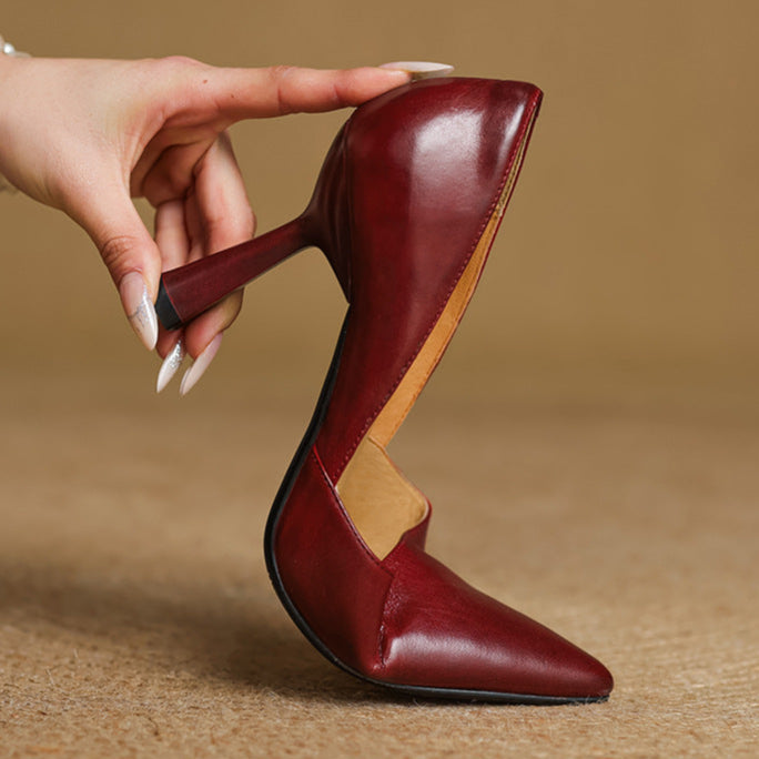 Womens Genuine Leather Heels Classic Fit