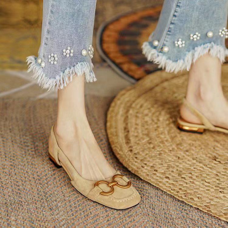 Womens Slingback Shoes Leather Strap Elegant Fit
