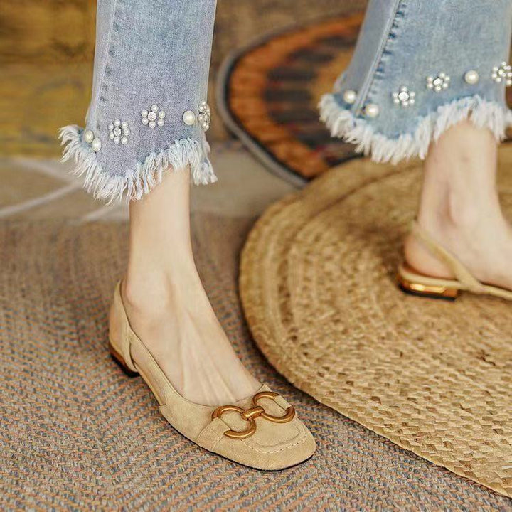 Womens Slingback Shoes Leather Strap Elegant Fit