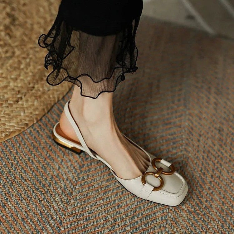 Womens Slingback Shoes Leather Strap Elegant Fit