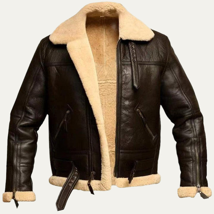 Mens Bomber Jacket Shearling Lined Classic Fit