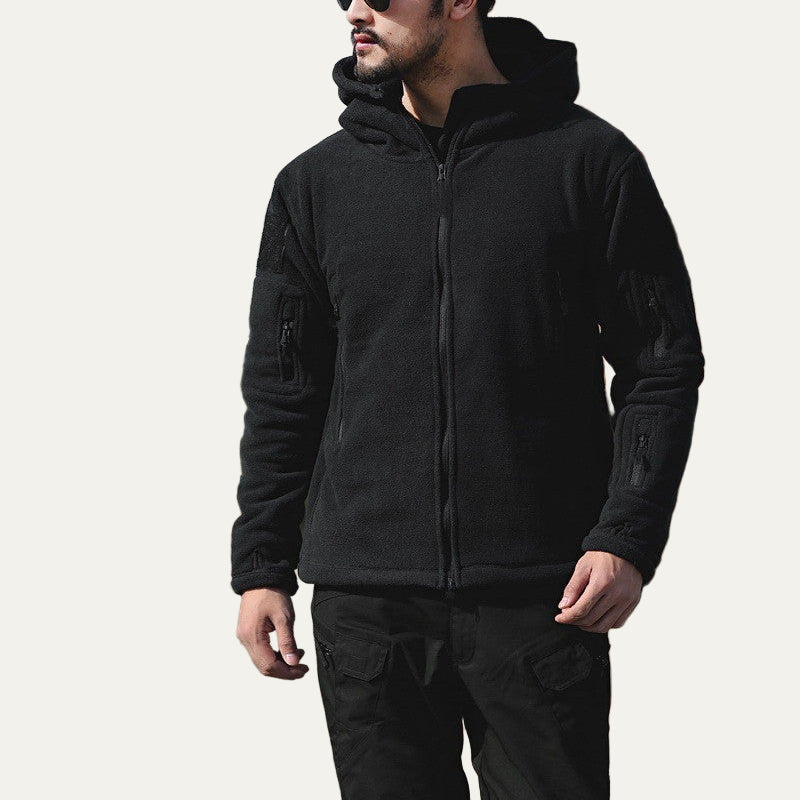Mens Tactical Fleece Jacket Full Zip Hooded