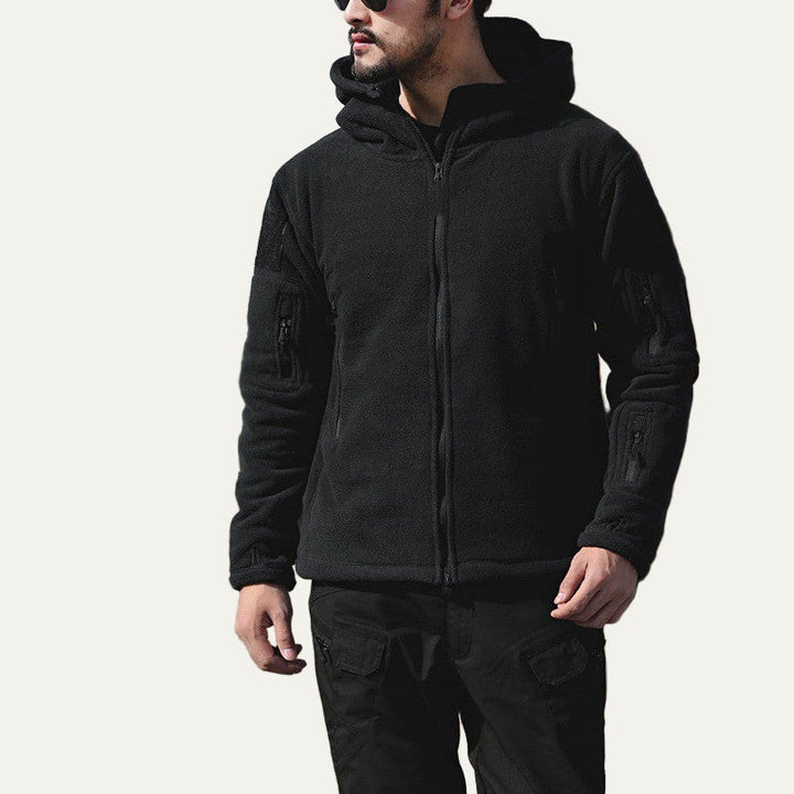 Mens Tactical Fleece Jacket Full Zip Hooded