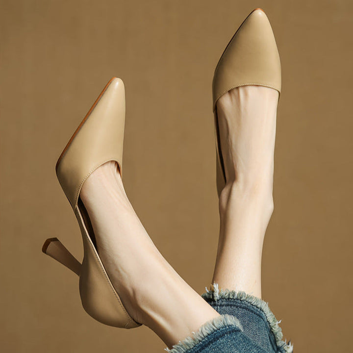 Womens Genuine Leather Heels Classic Fit